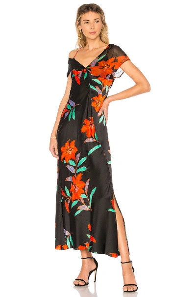 Diane Von Furstenberg Argos Floral-print Silk-satin Dress In Argos Black
