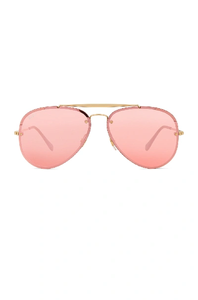 Ray Ban Ray In Gold & Pink Mirror