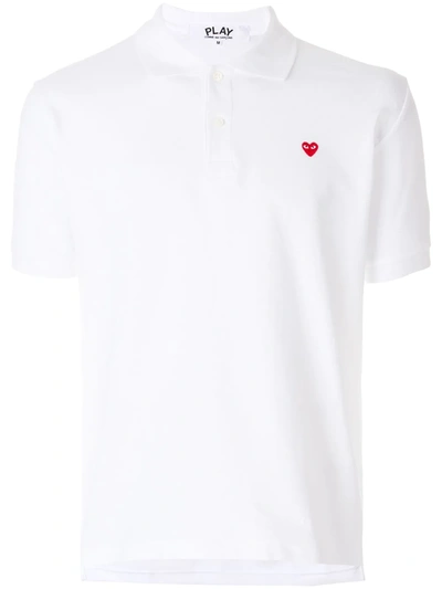 Comme Des Garçons Play Heart Polo Shirt In White