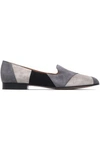 GIANVITO ROSSI WOMAN PATCHWORK SUEDE SLIPPERS grey,AU 14693524283095404