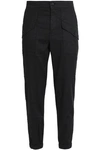 JAMES PERSE WOMAN STRETCH LINEN AND COTTON-BLEND TAPERED trousers CHARCOAL,GB 14693524283105720