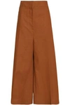 MARNI WOMAN WOOL AND LINEN-BLEND WIDE-LEG PANTS LIGHT BROWN,US 7789028785063267