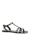 Valentino Rockstud Caged Rubber Sandal In Black