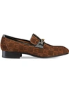 GUCCI SUEDE SQUARE G LOAFERS WITH STRIPE,5101040PJ1012848051