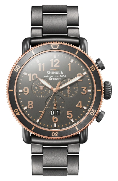 Shinola Men's 48mm Runwell Sport Chronograph Watch, Gray In Gunmetal/ Stone/ Gunmetal