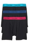 Calvin Klein Men's Cotton Stretch Boxer Briefs 3-pack Nu2666 In Black Seaway/ Blue/ Amaranth