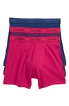 Calvin Klein 3-pack Boxer Briefs In Estate Blue/ Amaranth/ Stripe