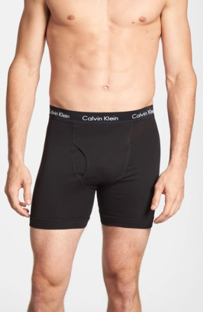 Calvin Klein 3-pack Stretch Cotton Boxer Briefs In Black