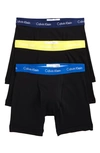 Calvin Klein 3-pack Boxer Briefs In Black W/ Sunbeam/ Blue Multi
