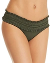 Tory Burch Costa Embroidered Hipster Swim Bikini Bottom In Green Olive