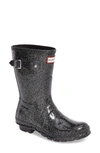 Hunter Original Starcloud Short Rain Boots In Black Glitter