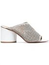 dressing gownRT CLERGERIE WHITE CARA 75 LEATHER MULES,30640444205012578567