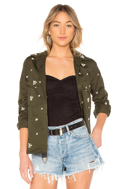 Joie Hayfa Button-front Long-sleeve Shirt With Beaded Trim In Deep Army