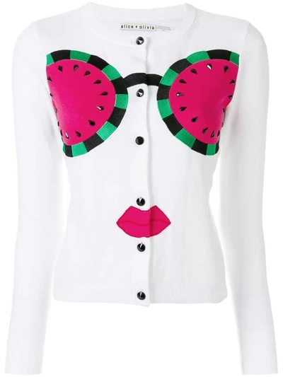 Alice And Olivia Watermelon Face Embroidered Cardigan