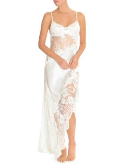 Jonquil Satin & Lace Long Gown In Ivory