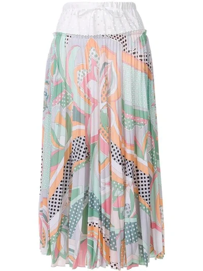 Emilio Pucci Drawstring Waist Pleated Skirt In Multicolour