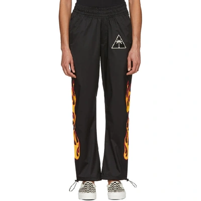 Palm Angels Black Palms & Flames Lounge Trousers In 1088 Blkmul