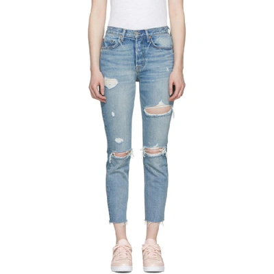 Grlfrnd Karolina Ripped Rigid High Waist Skinny Jeans In Blue