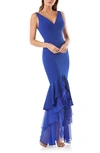 CARMEN MARC VALVO INFUSION TIERED MERMAID GOWN,661681