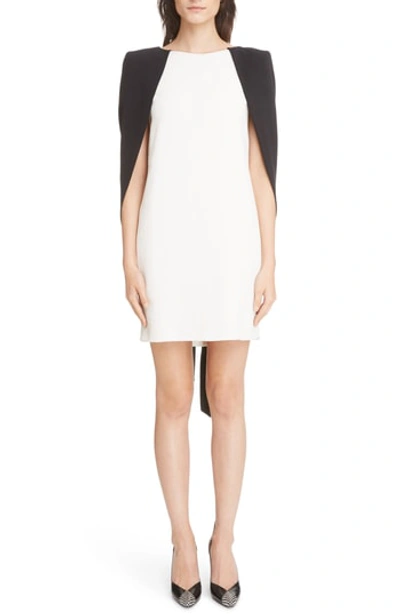 Givenchy Two-tone Cape-effect Crepe Mini Dress In Ivory