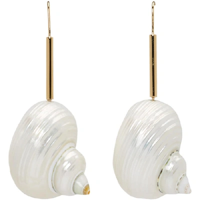 Loewe Snails Gold-tone, Resin And Shell Earrings In White