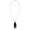 ANN DEMEULEMEESTER Silver & Black Ostrich Feather Necklace,1801-0471-001-099
