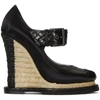 BOTTEGA VENETA BOTTEGA VENETA BLACK SATIN WEDGE SANDALS,512139 VBFVU