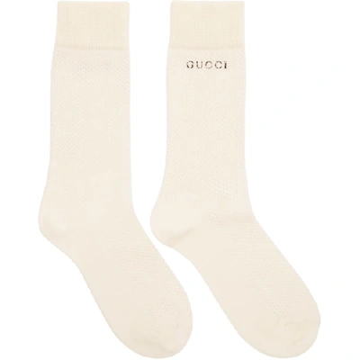 Gucci Litnetty Cotton-blend Logo Socks In White