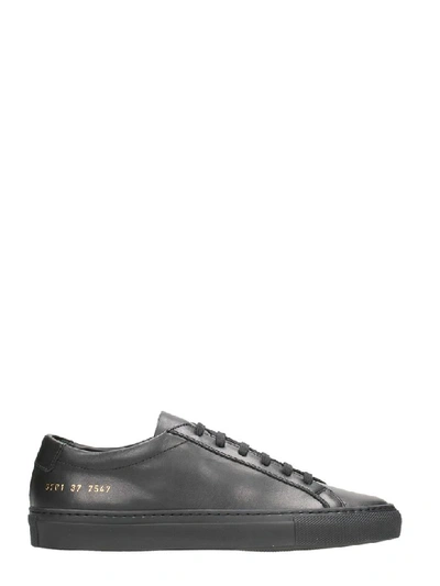 Common Projects Original Achilles Low Black Leather Sneakers In Dark Blue/navy