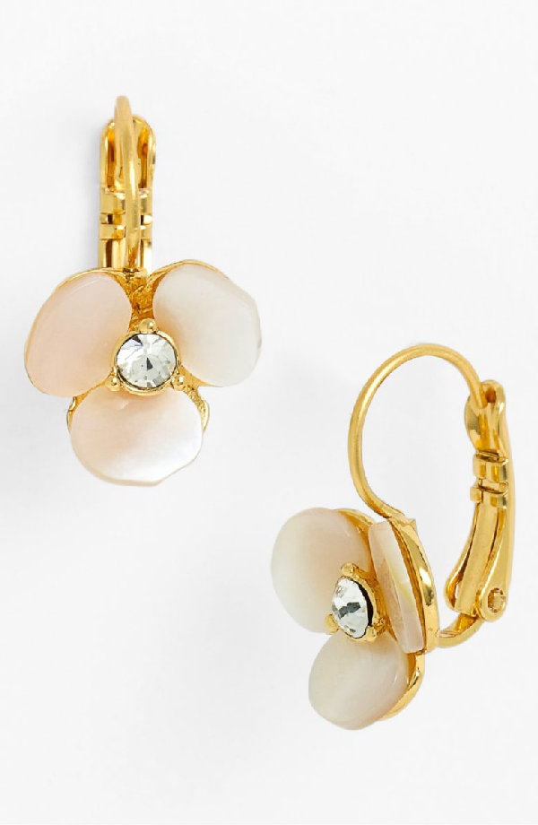 kate spade disco pansy leverback earrings