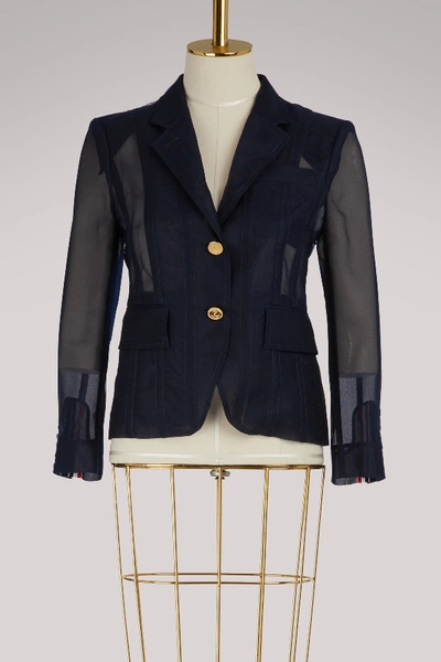 Thom Browne Lace-up Back Jacket In Navy