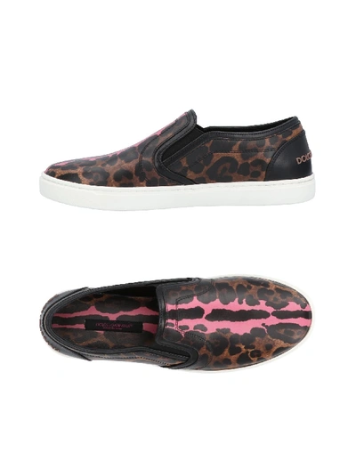 Dolce & Gabbana Leather Slip-on Trainer In Pink