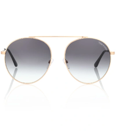 Tom Ford Simone 58mm Gradient Mirrored Round Sunglasses - Rose Gold/ Smoke