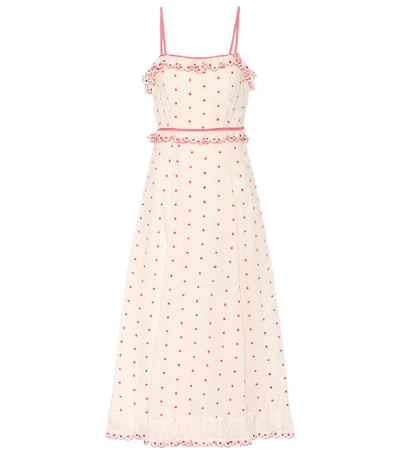 Red Valentino Polka-dot And Ruffle-embellished Dress In White