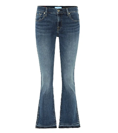 7 For All Mankind Cropped Mid-rise Bootcut Jeans In Blue