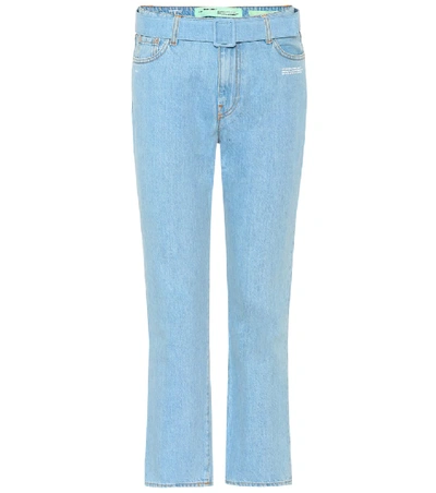 Off-white High-waisted Cropped Jeans In Denim