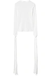 JW ANDERSON TIE-DETAILED RIBBED COTTON-JERSEY TOP