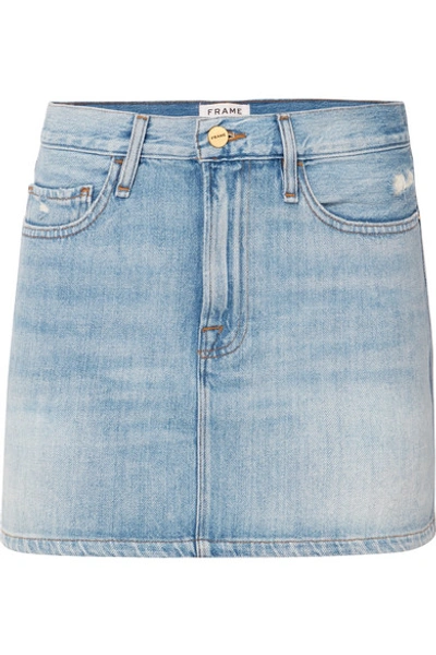 Frame Blue Le Studded Denim Mini Skirt In Mid Denim