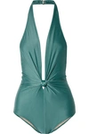 ADRIANA DEGREAS KNOTTED HALTERNECK SWIMSUIT