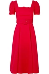 Staud Maryann Ruffled Cotton-blend Poplin Midi Dress In Red
