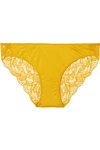 HANRO FLEUR STRETCH-SATIN AND LEAVERS LACE BRIEFS