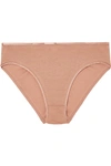 Hanro Midi Satin-trimmed Mercerized Cotton Briefs In Antique Rose