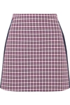 BURBERRY SATIN-TRIMMED CHECKED COTTON-BLEND MINI SKIRT