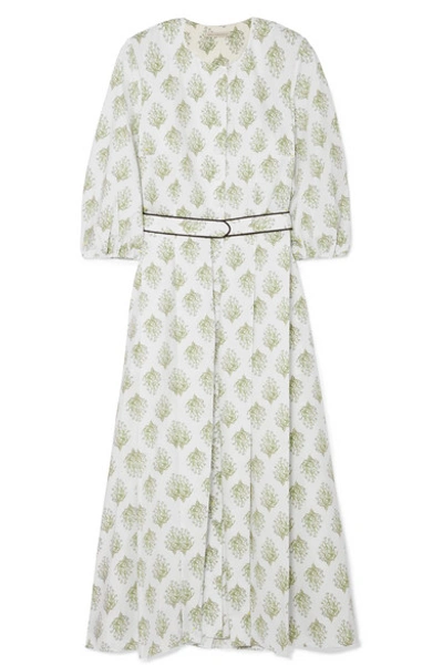 Emilia Wickstead Hilary Floral-print Balloon-sleeved Cotton Dress In Green