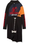 VETEMENTS PATCHWORK PRINTED COTTON-JERSEY HOODED DRESS