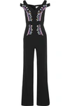 PETER PILOTTO PETER PILOTTO WOMAN COLD-SHOULDER EMBROIDERED CADY JUMPSUIT BLACK,3074457345618325213