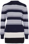 JW ANDERSON WOMAN LAYERED STRIPED MERINO WOOL SWEATER NAVY,AU 1998551929448108