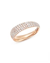 ROBERTO COIN 18K ROSE GOLD SCALARE PAVE DIAMOND RING,8881438AX65X