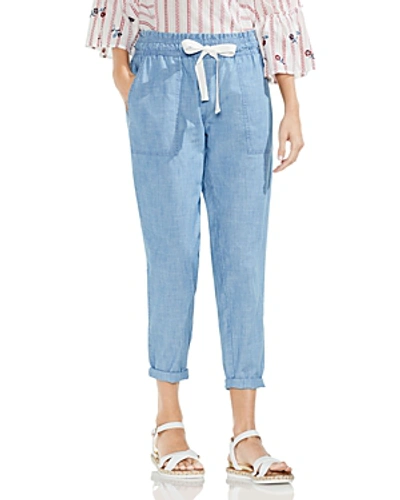Vince Camuto Chambray Drawstring Trousers In Ice Lagoon