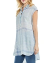 VINCE CAMUTO CRINKLED PLAID TUNIC TOP,9028072